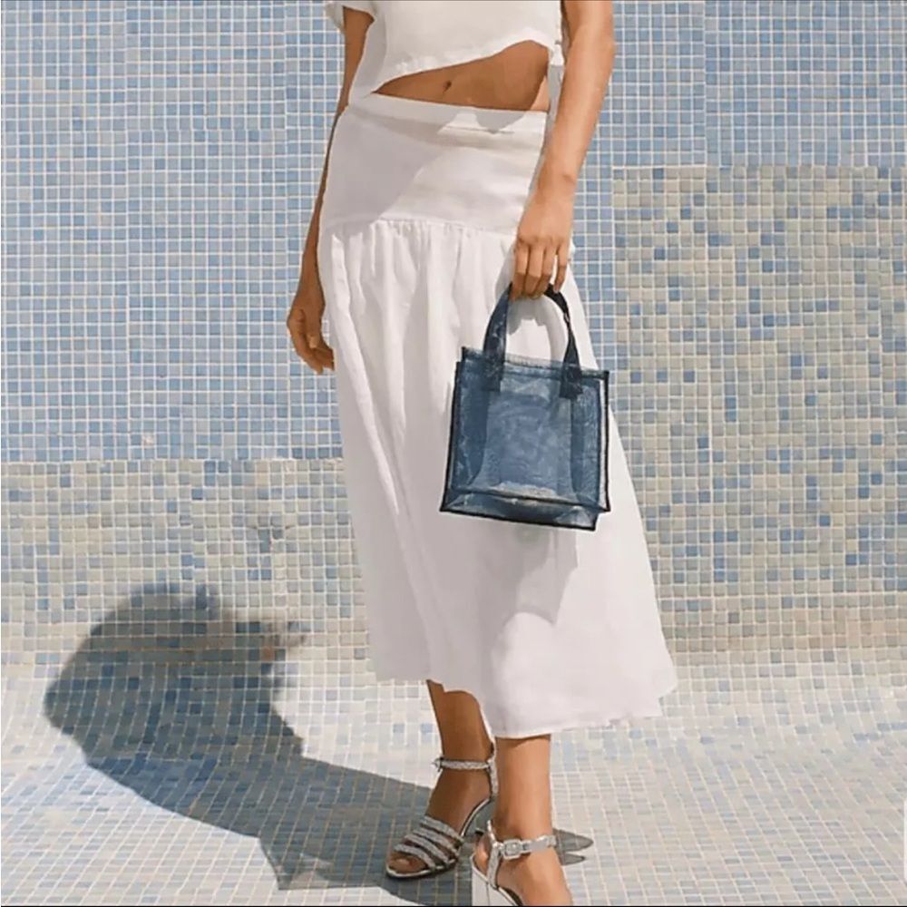 Maryam Nassir Zadeh X J.Crew drop-waist midi skirt in ramie Women’s Size 2 White